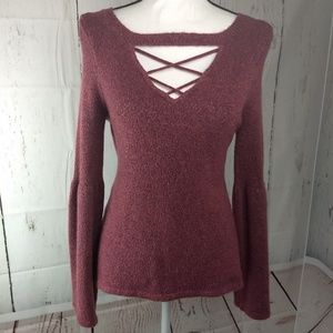 Red American Eagle Bell Sleeve Sweater